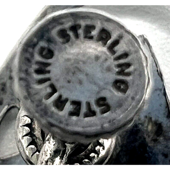 1940s Signed Sterling Silver Vintage Scrolled Flower Screw Back Earrings - Picture 4 of 4